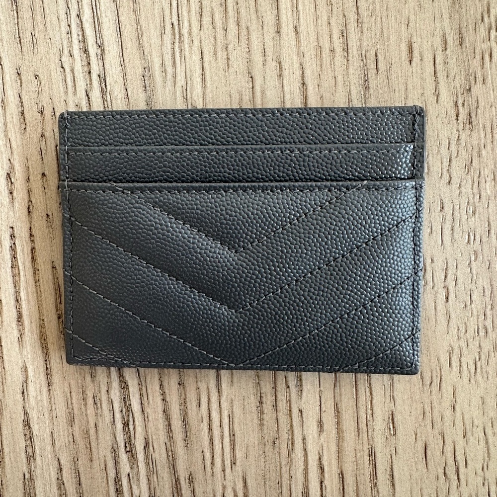 Saint Laurent Black Card Holder with Gold Logo - Picture 3 of 5